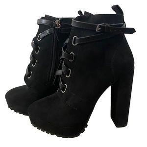 Black lace up booties